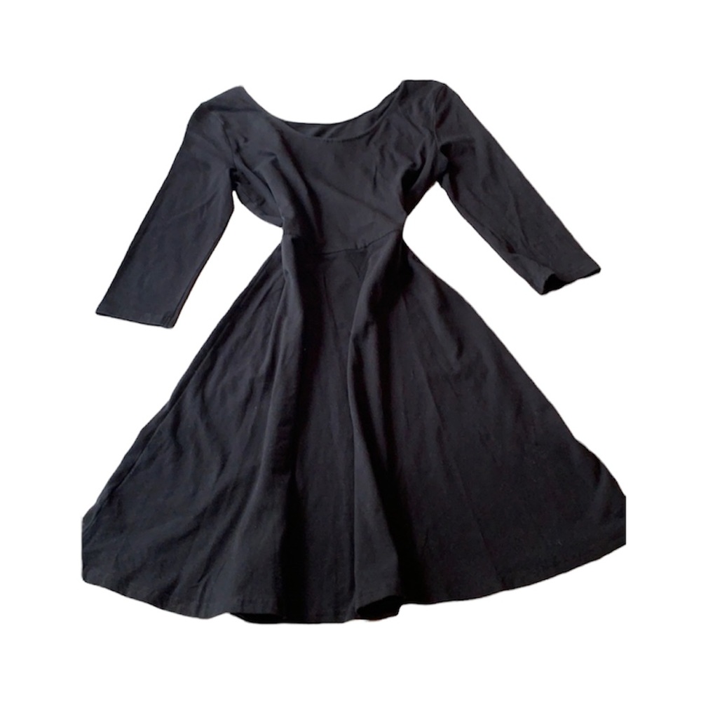 H&M Black Fit and Flare Skater Dress Size M